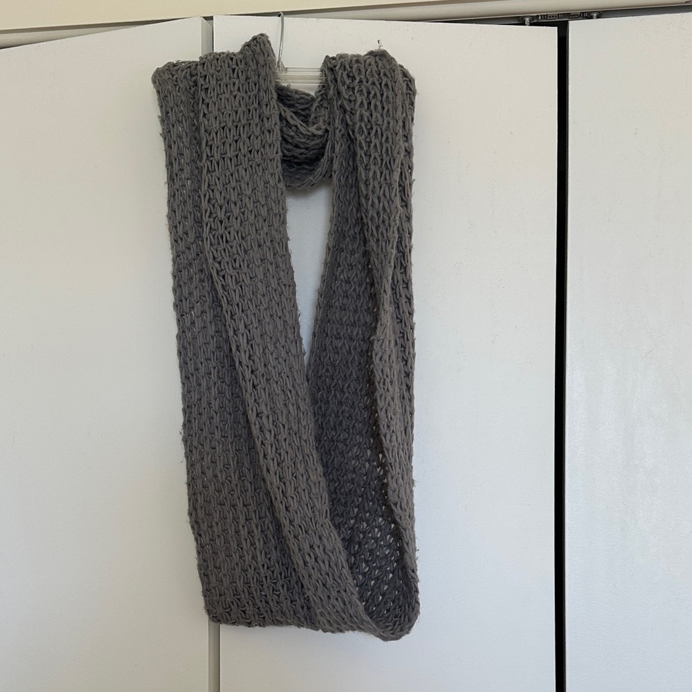 Cozy Gray Knit Infinity Scarf
